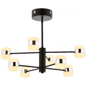 METAL LED AND ACRYLIC BLACK COLOR AND CHROME PLATED CHANDELIER 65 CM DIAMETER LOAD: 50 CM
